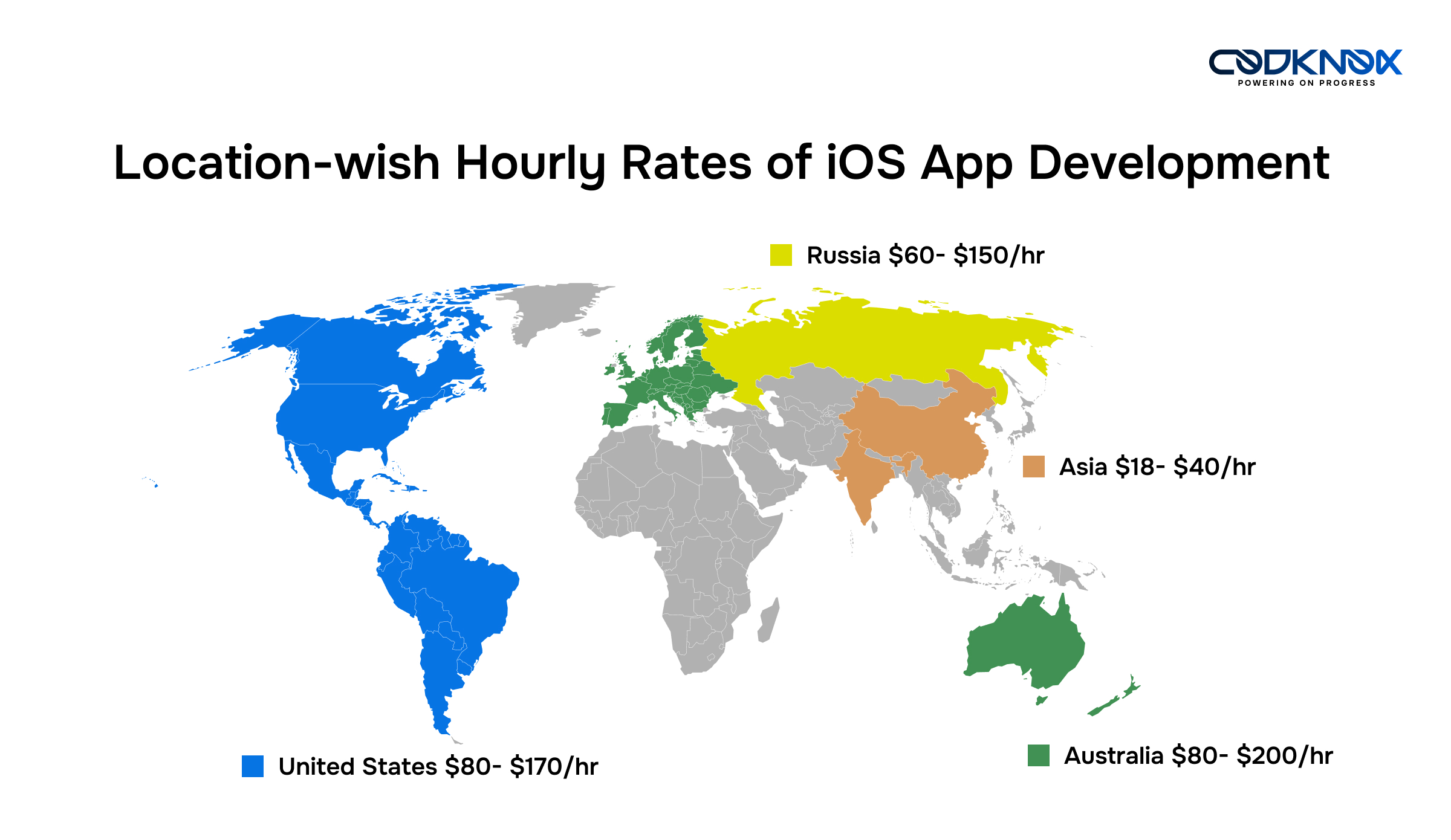 Location wise hourly rates of iOS App Development